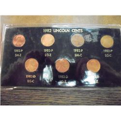 1982-7 VARIETIES LINCOLN CENT SET (UNC)