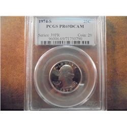 1974-S WASHINGTON QUARTER PCGS PR69 DCAM