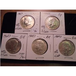 1967,3-1968-D & 1969-D 40% SILVER JOHN F. KENNEDYS