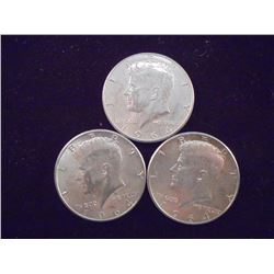 3-1964 90% SILVER KENNEDY HALF DOLLARS