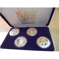 GRAND CASINO 4 GOLD PLATED COLLECTORS COINS
