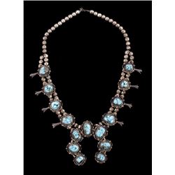 Navajo Kingman Turquoise Sterling Squash Blossom