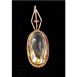 Early 2.25 Carat Yellow Quartz Gold Pendant