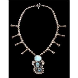 Navajo Old Pawn Silver & Turquoise Necklace