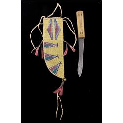 Sioux Beaded Sheath Russell Trade Knife 19th C.