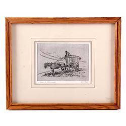 Original Ace Powell Western Etching