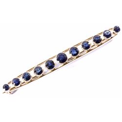 Antique 14K Gold & 2ct Blue Sapphire Brooch