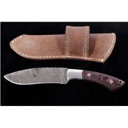 Damascus & Micarta CFK Knife Skinner with Scabbard