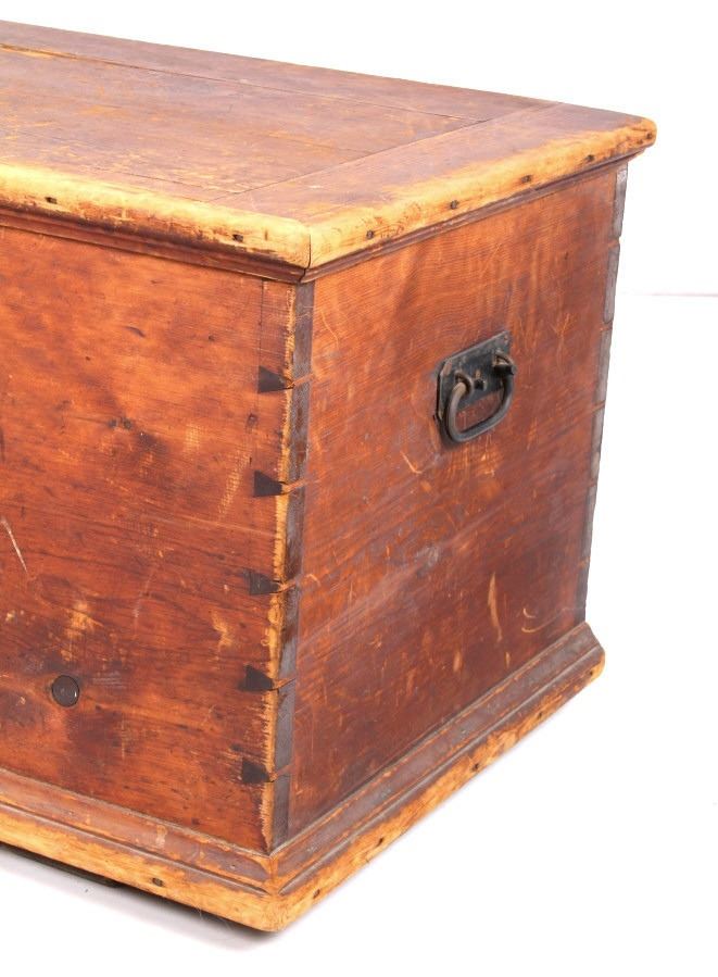 Antique Early Primitive Wooden Trunk