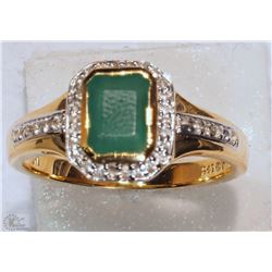 #2-STERLING SILVER GOLD PLATED EMERALD RING