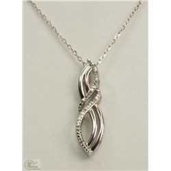 #3-STERLING SILVER DIAMOND PENDANT NECKLACE