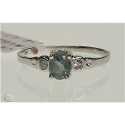 #7-14K WHITE GOLD ALEXANRITE & DIAMOND RING