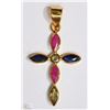 Image 1 : #8-18K GOLD FANCY COLOR SAPPHIRE PENDANT