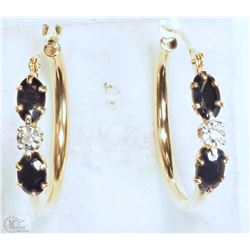 #12-9K GOLD SAPPHIRE & DIAMOND EARRINGS