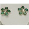 Image 1 : #20-14K GOLD EMERALD & WHITE SAPPHIRE FLORAL