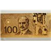Image 1 : #21-24KT GOLD FOIL CANADIAN $100 BILL