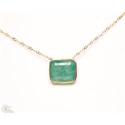#22-14K GOLD EMERALD SLIDER PENDANT NECKLACE