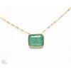 Image 1 : #22-14K GOLD EMERALD SLIDER PENDANT NECKLACE