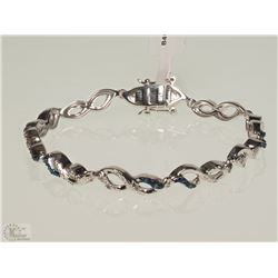 #24-STERLING SILVER BLUE & WHITE DIAMOND BRACELET