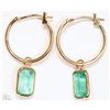 Image 2 : #26-14K GOLD EMERALD EARRINGS