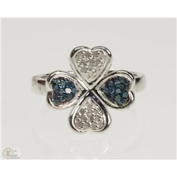 #27-STERLING SILVER BLUE-GREEN DIAMOND RING