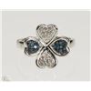 Image 1 : #27-STERLING SILVER BLUE-GREEN DIAMOND RING