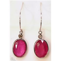 #29-14K WHITE GOLD RUBY & DIAMOND EARRINGS