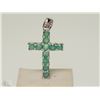 Image 1 : #34-STERLING SILVER EMERALD CROSS PENDANT