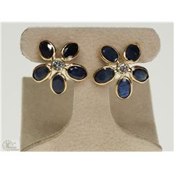 #40-14K GOLD SAPPHIRE & DIAMOND EARRINGS