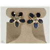 Image 1 : #40-14K GOLD SAPPHIRE & DIAMOND EARRINGS