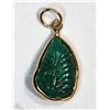 Image 1 : #50-14K YELLOW GOLD HAND CARVED EMERALD PENDANT