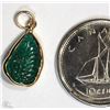 Image 2 : #50-14K YELLOW GOLD HAND CARVED EMERALD PENDANT