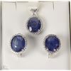 Image 1 : #52-STERLING SILVER SAPPHIRE EARRINGS AND PENDANT