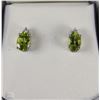 Image 1 : #53-STERLING SILVER PERIDOT & DIAMOND EARRINGS