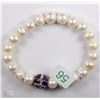 Image 1 : #56-FRESHWATER PEARL BRACELET W/CUBIC CRYSTAL BEAD