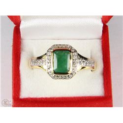 #60-STERLING SILVER GOLD PLATED EMERALD RING