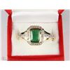 Image 1 : #60-STERLING SILVER GOLD PLATED EMERALD RING