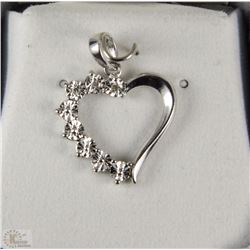#62-STERLING SILVER DIAMOND HEART PENDANT
