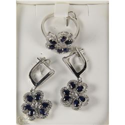 #63-STERLING SILVER SAPPHIRE EARRINGS & RING SET