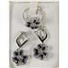 Image 1 : #63-STERLING SILVER SAPPHIRE EARRINGS & RING SET