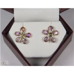 #67-14K YELLOW GOLD SAPPHIRE & DIAMOND EARRINGS