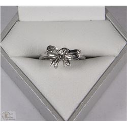 #69-14K WHITE GOLD DIAMOND BOW RING