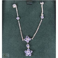 #70-1OK WHITE GOLD TANZANITE FLORAL NECKLACE