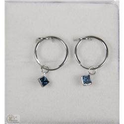 #71-14K WHITE GOLD DIAMOND HOOP EARRINGS