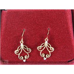 #75-14K YELLOW GOLD DIAMOND DROP EARRINGS