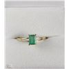Image 1 : #80-14K YELLOW GOLD EMERALD (O.58CT) RING