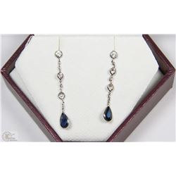 #83-14K WHITE GOLD SAPPHTRE (2.3CT) DROP EARRINGS