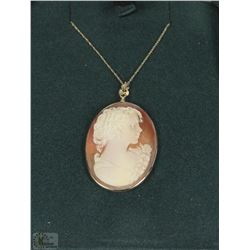 #85-14K YELLOW GOLD SHELL CAMEO NECKLACE