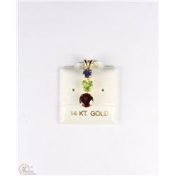 #91-14K YELLOW GOLD IOLITE, PERIDOT & GARNET
