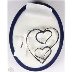 #93-STERLING SILVER 26 DIAMOND TRIPLE HEART